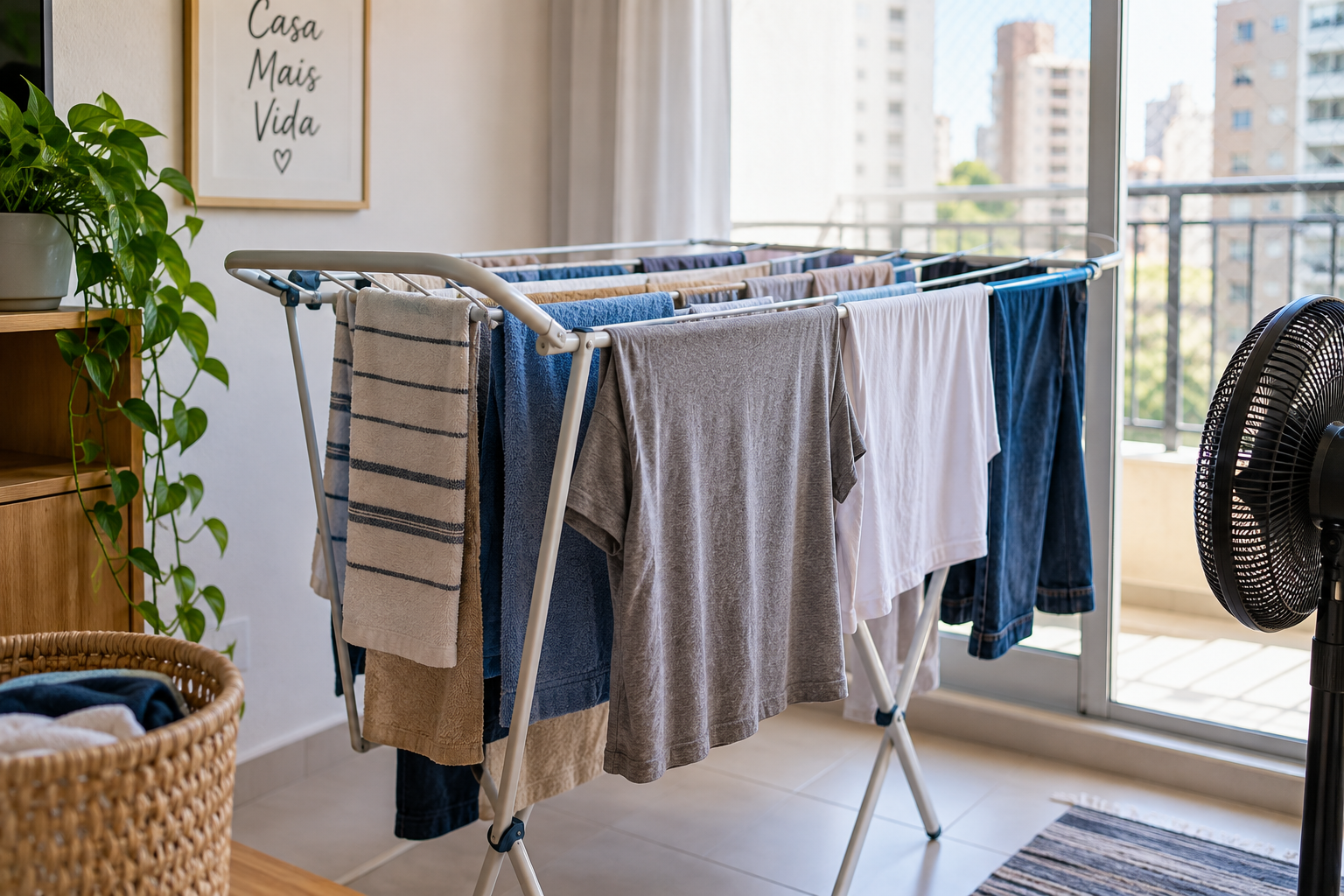 Como secar roupa em apartamento com pouco espaço e ventilação