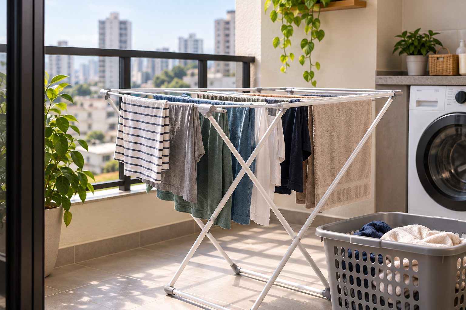 Como escolher varal para apartamento pequeno em lavanderia com pouco espaço