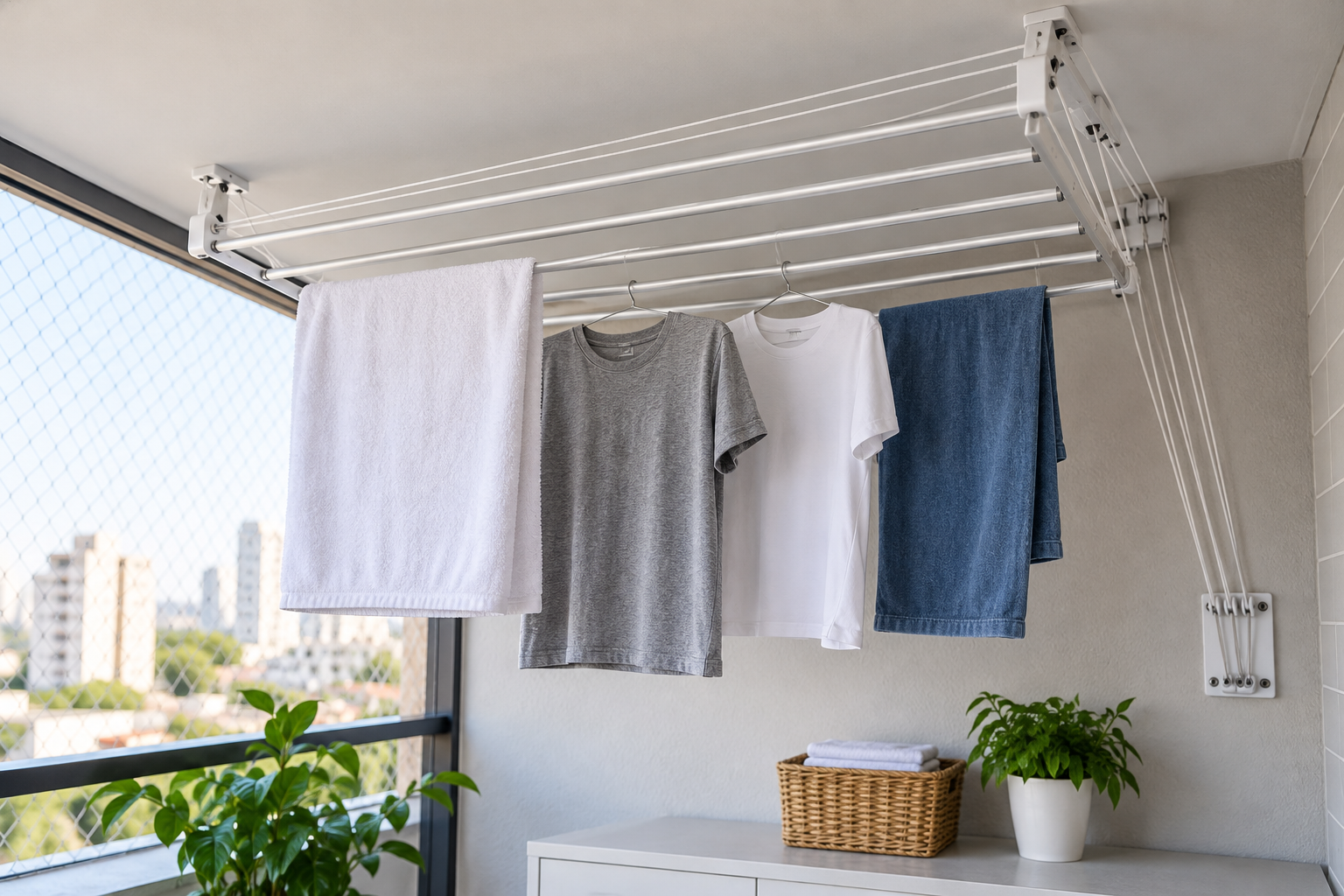 Melhores varais de teto para secar roupas em lavanderia