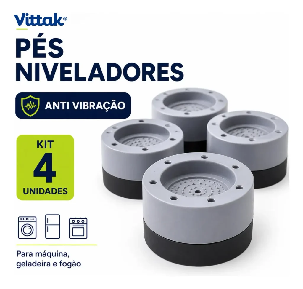 Pés niveladores antivibração Vittak para máquina de lavar